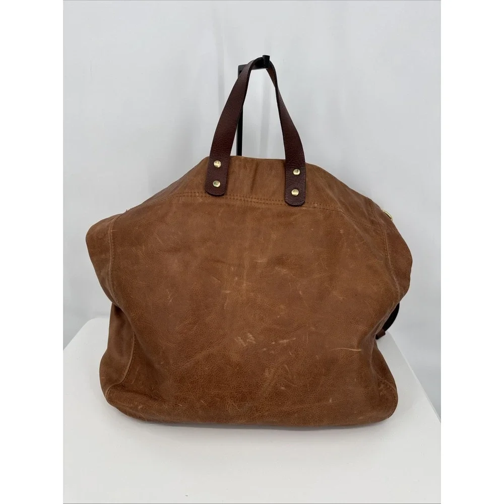 Grey 56 Leather Oversized Hobo Crossbody Bag Brown Solid Brass Hardware